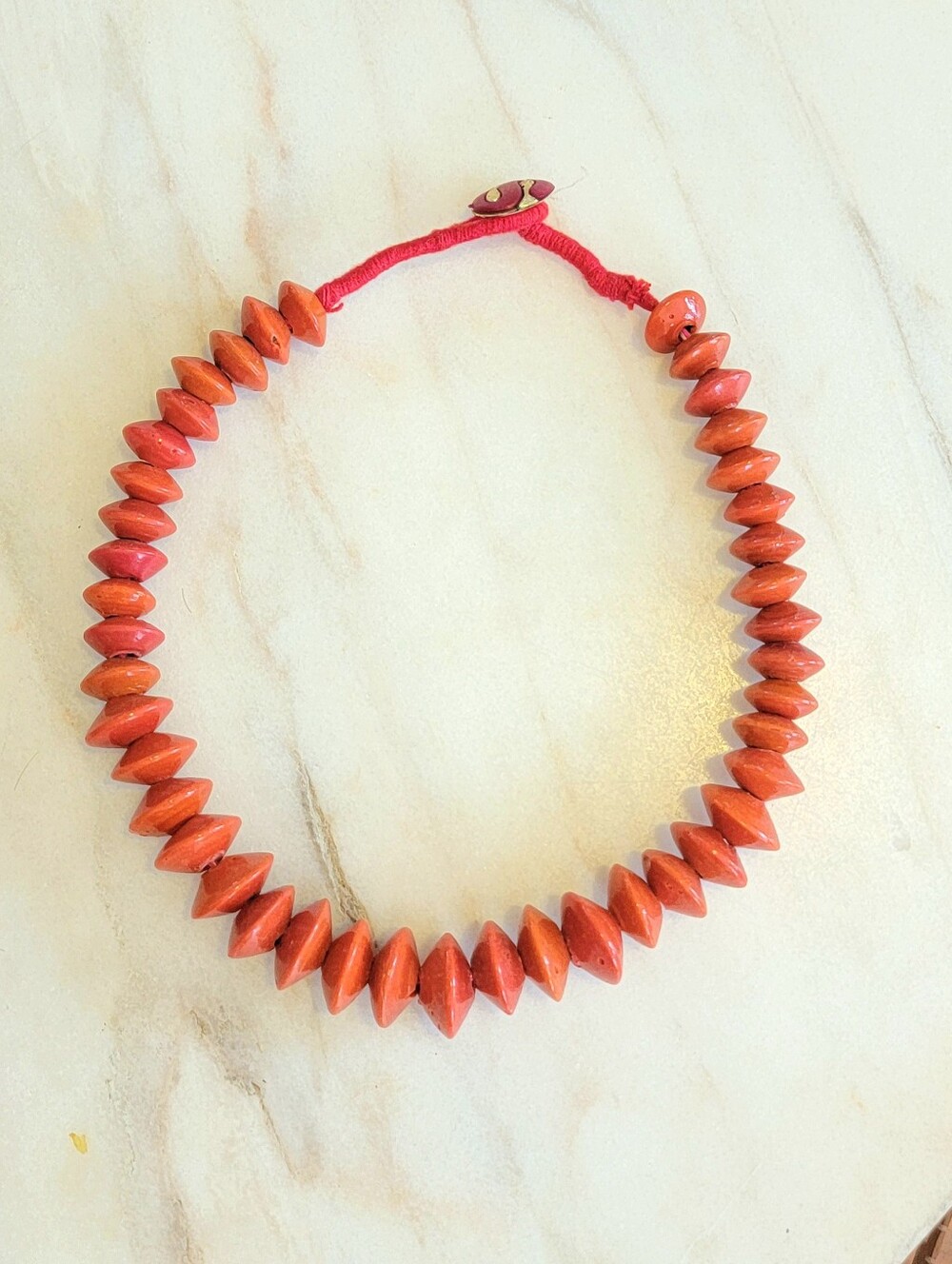 Vintage Indian Graduated Coral Disc Choker | Naga Serpent Clasp · Tantric ·